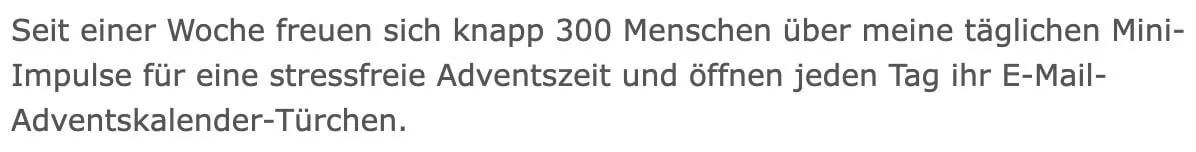 Testimonial Adventskalender Tina Klein: Seit einer Woche freuen sich knapp 300 Menschen über meine täglichen Mini-Impulse
