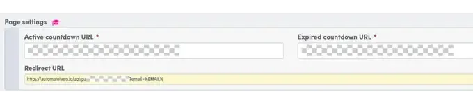 Countdownhero Page Settings
