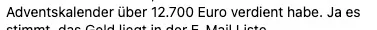 E-Mail Adventskalender Stimme: E-Mail-Adventskalender Erfolg