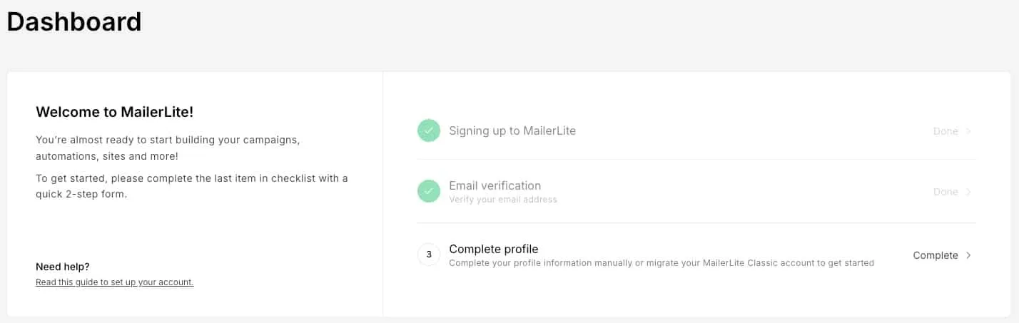 MailerLite Einrichtung MailerLite Einrichtung
