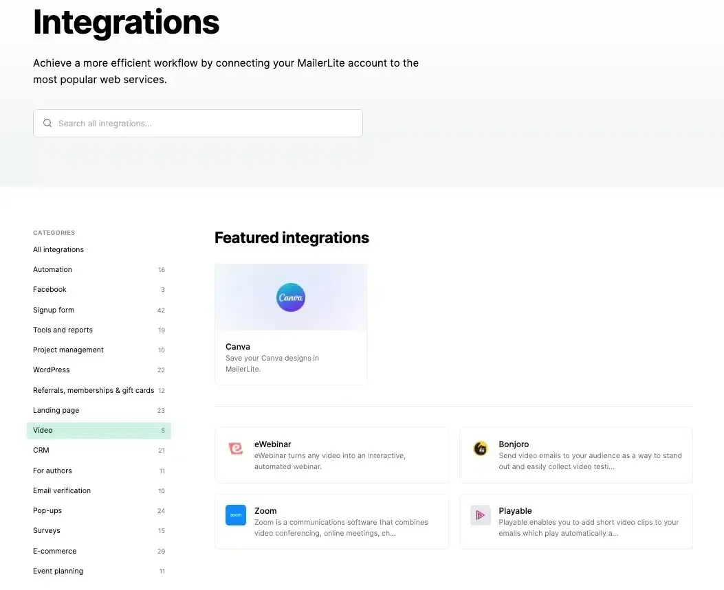 Integrationen-MailerLite Integrationen-MailerLite