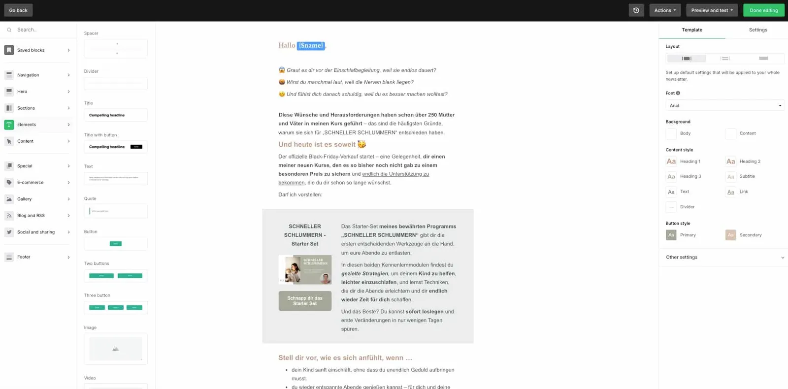 Kampagnen Editor MailerLite
