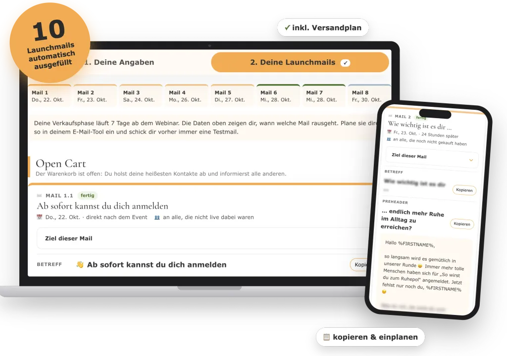 Launchmail-Generator auf Laptop und Smartphone