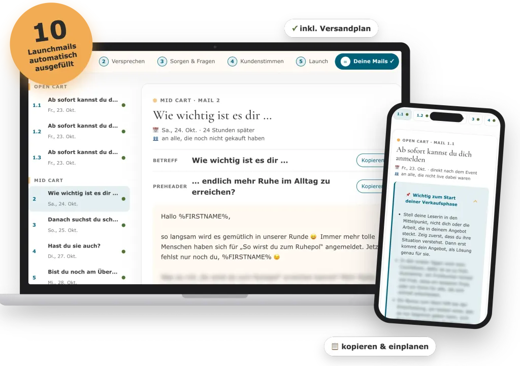 Launchmail-Generator auf Laptop und Smartphone