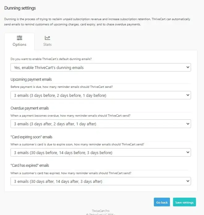 ThriveCart Dunning-Mahnwesen