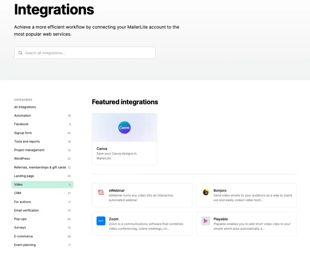 Integrationen-MailerLite