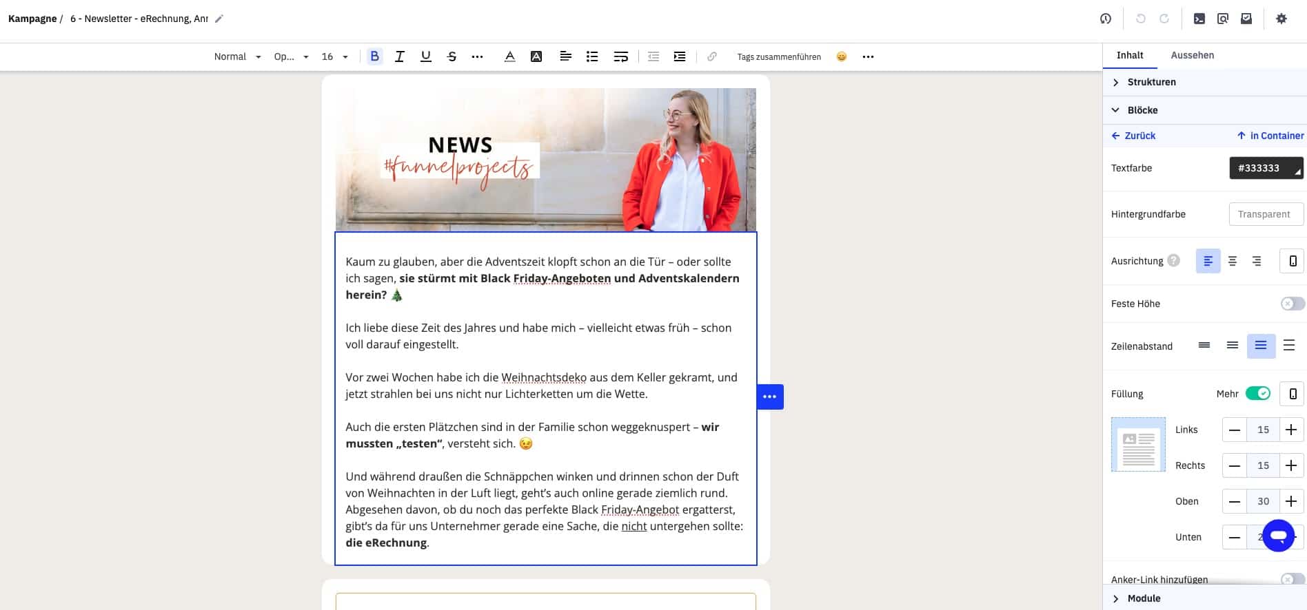 ActiveCampaign Kampagnen Editor