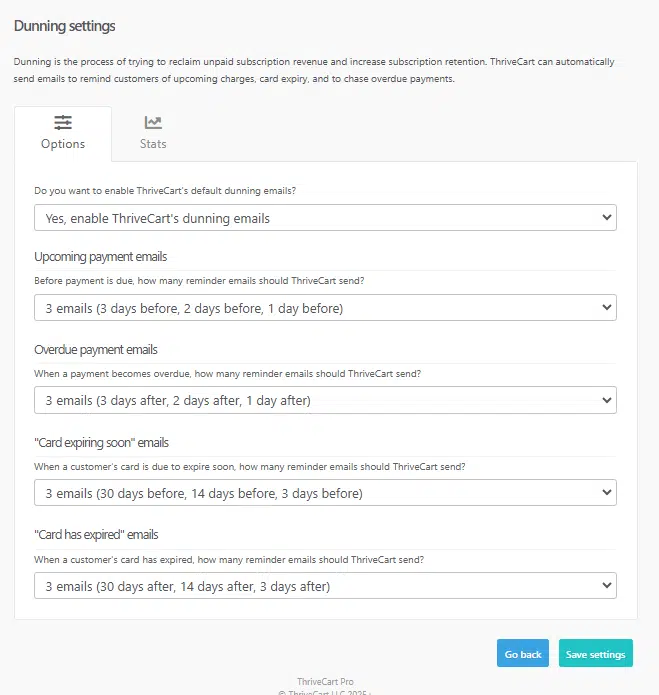 ThriveCart Dunning-Mahnwesen