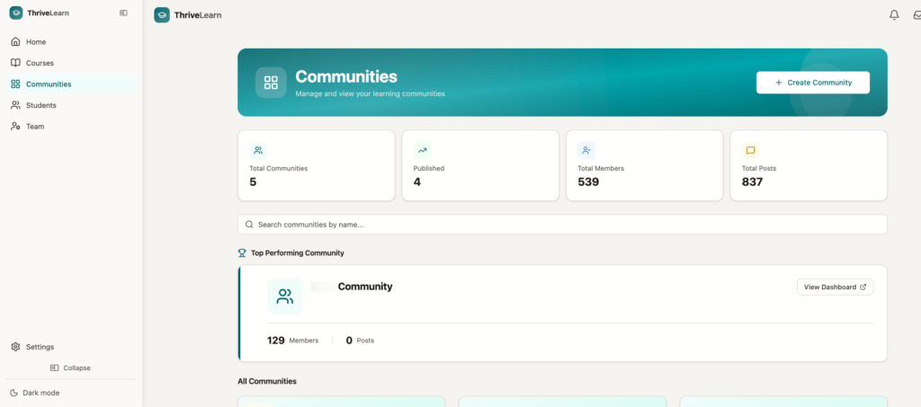 ThriveAcademy CommunityBereich